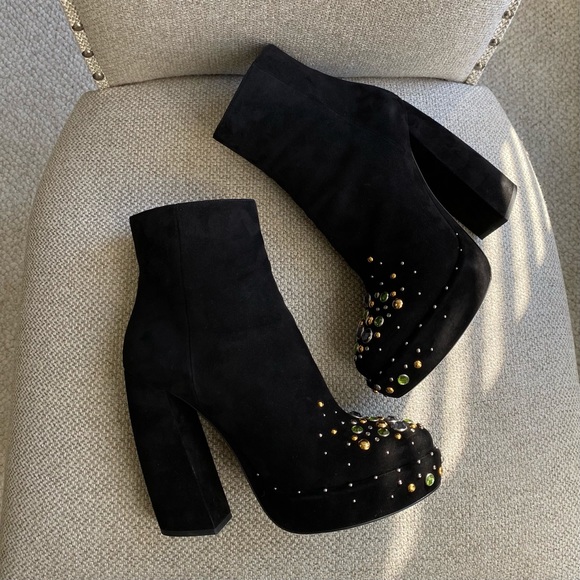 Worn x1 Prada Suede Crystal Embellishments Boots - Picture 10 of 12